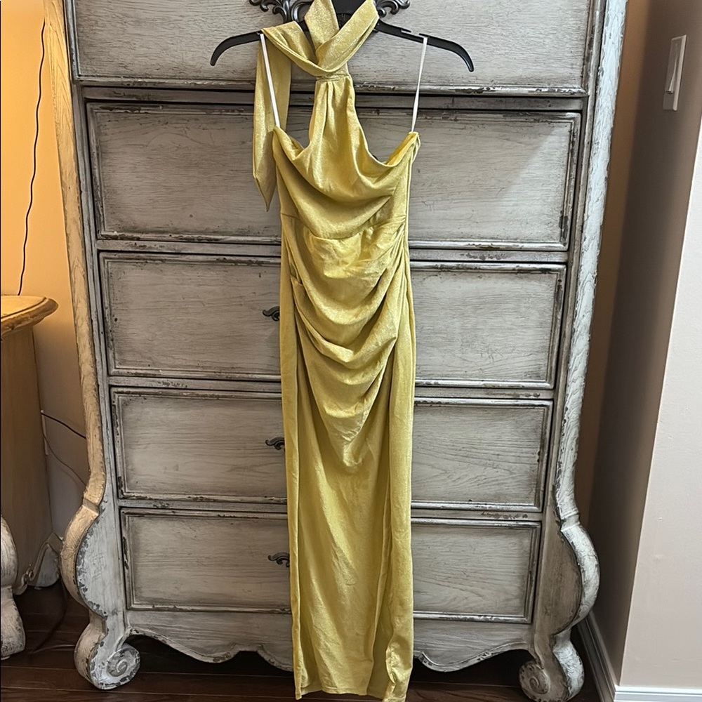 SHEIN Mustard Draped Wedding Gown